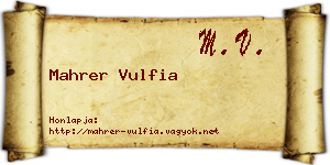 Mahrer Vulfia névjegykártya